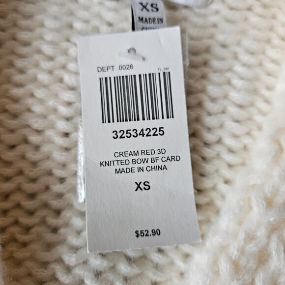 NWT Hot Topic Red Ribbon and Cream Cardigan Sweater - Picture 2 of 7